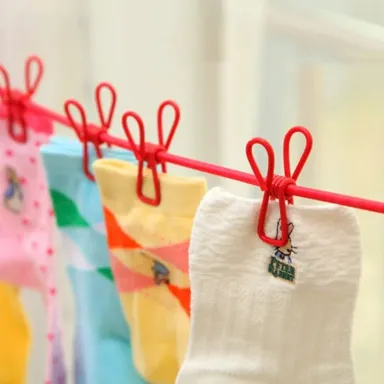 12 Clips Adjustable Portable Clothesline Rope